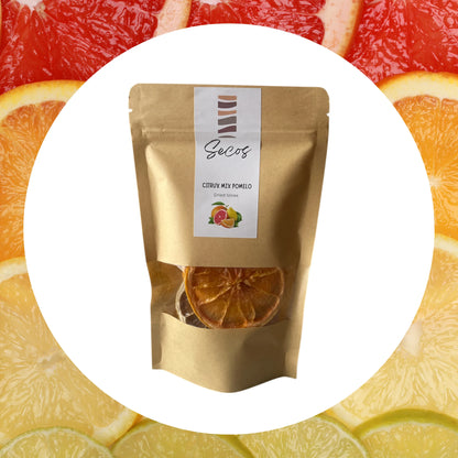 Rodajas de pomelo limón y naranja deshidratada para coctelería | Secos Chile