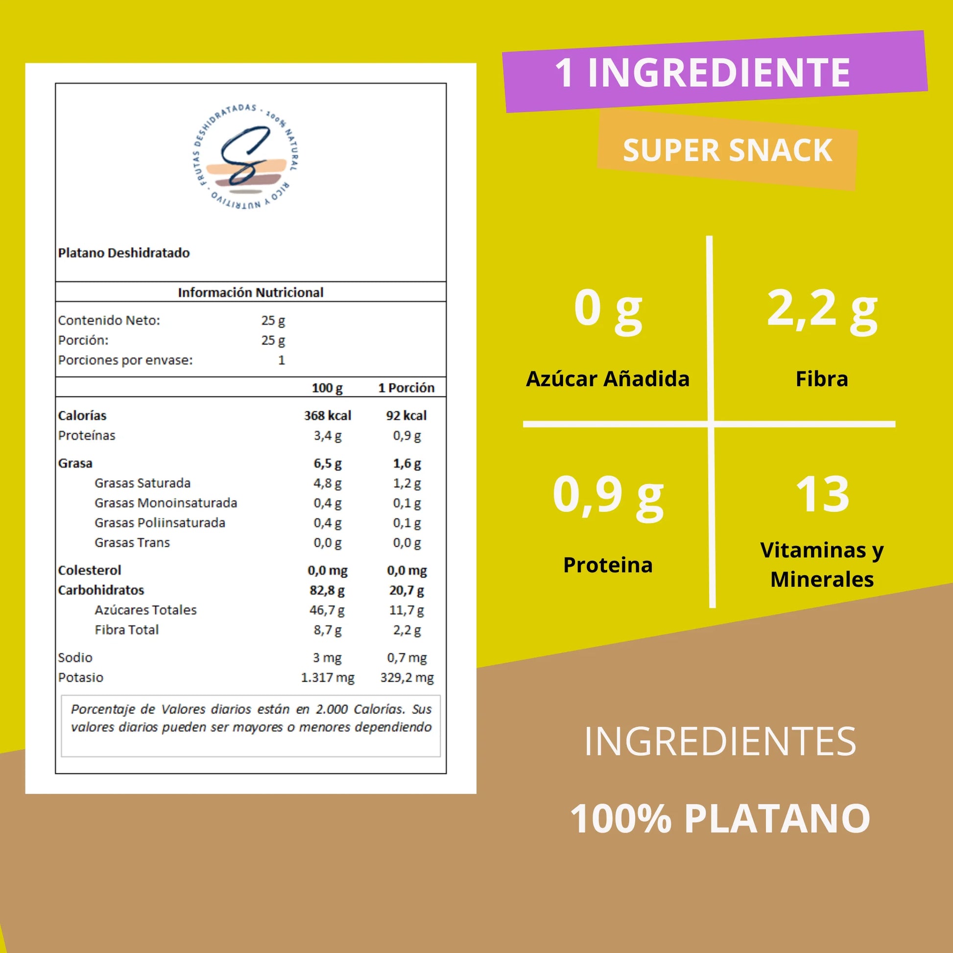 Snack Banana Deshidratada - Secos Chile