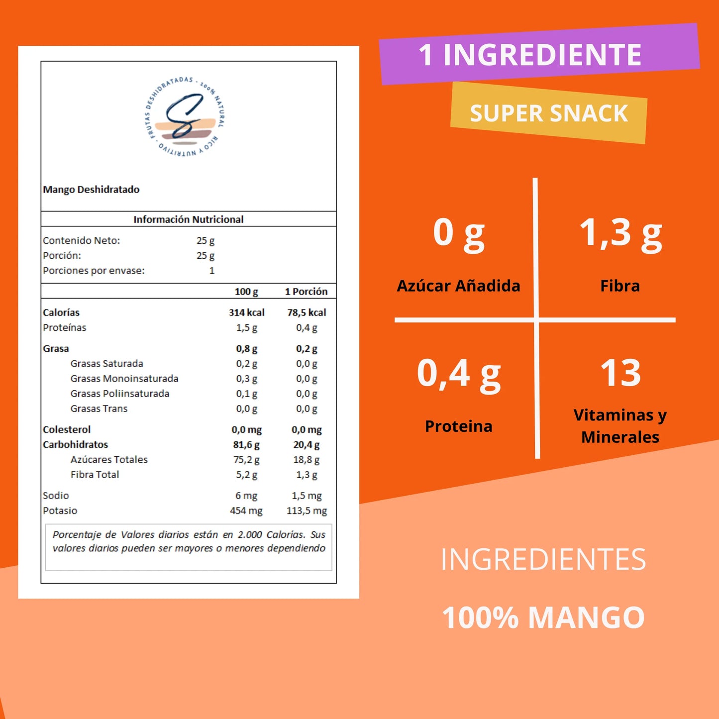 Snack Mango Deshidratado - Secos Chile